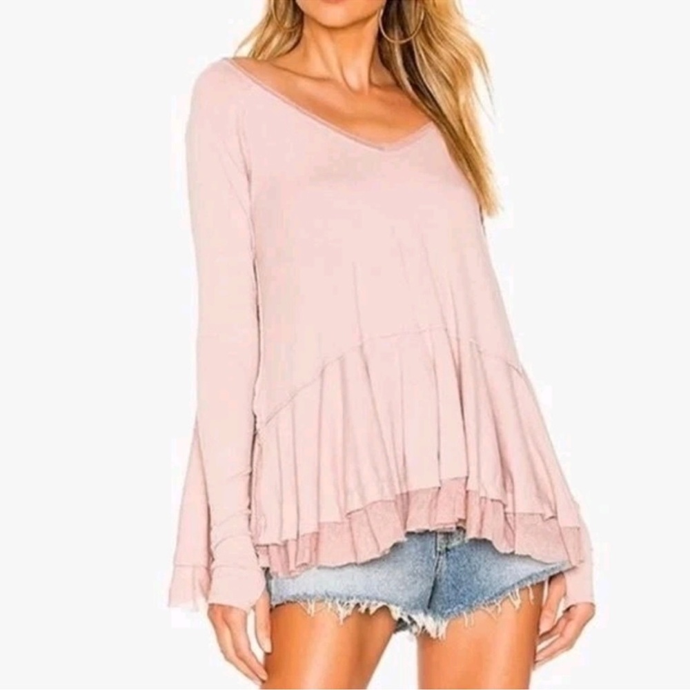 Free People Dusty Pink Layered Long Sleeve Top